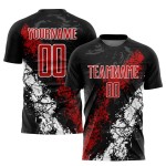 Fußball Schwarz Trikot Uniform Custom Sublimation Rot-Weiß Fußball Schwarz Trikot Uniform Custom Sublimation Rot-Weiß
