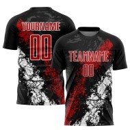 Fußball Schwarz Trikot Uniform Custom Sublimation Rot-Weiß Fußball Schwarz Trikot Uniform Custom Sublimation Rot-Weiß