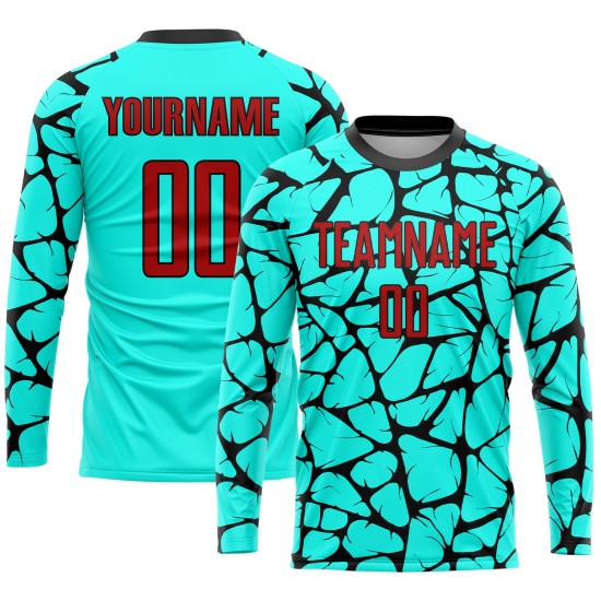 Aqua Custom Sublimation Rot-Schwarz Fußballuniform Trikot Aqua Custom Sublimation Rot-Schwarz Fußballuniform Trikot