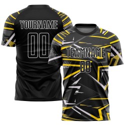 Sublimation Schwarz-Gold Custom Schwarzes Fußballtrikot Sublimation Schwarz-Gold Custom Schwarzes Fußballtrikot