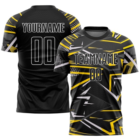 Sublimation Schwarz-Gold Custom Schwarzes Fußballtrikot Sublimation Schwarz-Gold Custom Schwarzes Fußballtrikot
