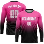 Jersey Uniform Sublimation Fußball Weiß-Schwarz Rosa Lange Custom Sleeve Fade Fashion Jersey Uniform Sublimation Fußball Weiß-Schwarz Rosa Lange Custom Sleeve Fade Fashion