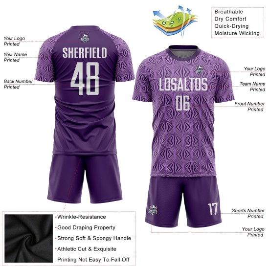Jersey Weiß Sublimation Uniform Fußball Lila Custom Jersey Weiß Sublimation Uniform Fußball Lila Custom
