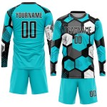 Aqua Uniform Sublimation Schwarz-Weiß Fußball Custom Jersey Aqua Uniform Sublimation Schwarz-Weiß Fußball Custom Jersey