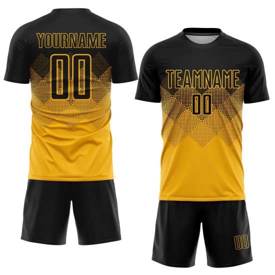 Uniform Sublimation Custom Gold Schwarz Fußballtrikot Uniform Sublimation Custom Gold Schwarz Fußballtrikot