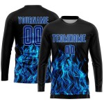 Jersey Sublimation Custom Flame Schwarz Fußball Royal-Hellblau Uniform Jersey Sublimation Custom Flame Schwarz Fußball Royal-Hellblau Uniform