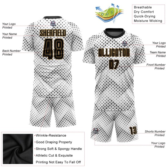 Sublimation Gold Weiß Fußball Schwarz-Old Jersey Custom Uniform Sublimation Gold Weiß Fußball Schwarz-Old Jersey Custom Uniform