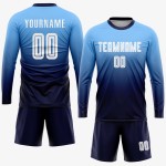 Fußball Blau Licht Sublimation Weiß-Navy Uniform Fashion Fade Jersey Custom Fußball Blau Licht Sublimation Weiß-Navy Uniform Fashion Fade Jersey Custom