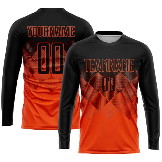 Fußballtrikot Sublimation Custom Schwarz Uniform Orange Fußballtrikot Sublimation Custom Schwarz Uniform Orange
