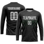 Schwarze Uniform Weiß-Neongrün Jersey Fußball Sublimation Custom Schwarze Uniform Weiß-Neongrün Jersey Fußball Sublimation Custom