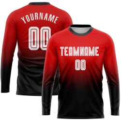 Fußball Weiß-Schwarz Lange Verblassen Rot Jersey Custom Sublimation Hülse Uniform Mode Fußball Weiß-Schwarz Lange Verblassen Rot Jersey Custom Sublimation Hülse Uniform Mode