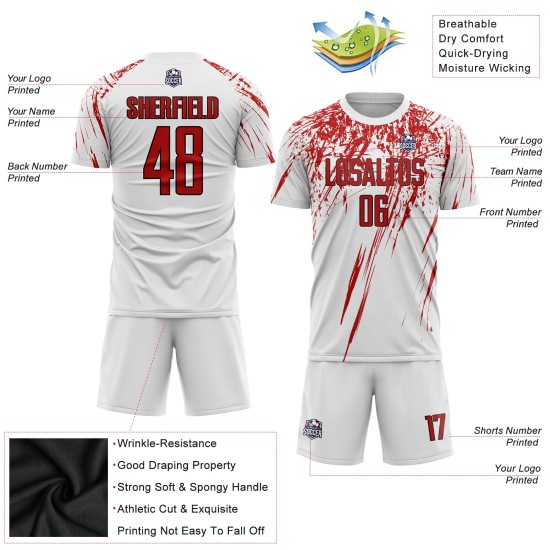 Sublimationstrikot Uniform Rot-Schwarz Custom Weiß Fußball Sublimationstrikot Uniform Rot-Schwarz Custom Weiß Fußball