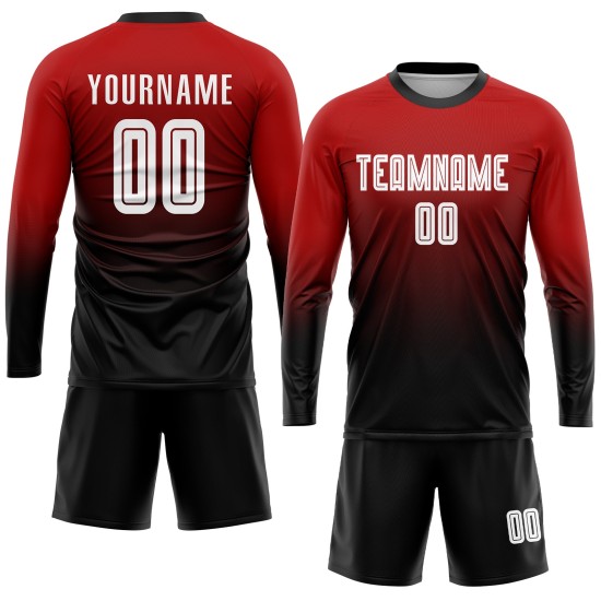 Weiß-Schwarz Verblassen Sublimation Jersey Rot Mode Uniform Fußball Weiß-Schwarz Verblassen Sublimation Jersey Rot Mode Uniform Fußball