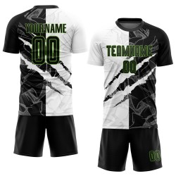Graffiti Scratch Sublimation Custom Fußball Grün Muster Jersey Schwarz-Neon Uniform Graffiti Scratch Sublimation Custom Fußball Grün Muster Jersey Schwarz-Neon Uniform