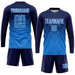 Benutzerdefinierte Fußball Blau-Weiß Uniform Navy Jersey Sublimation Pulver Benutzerdefinierte Fußball Blau-Weiß Uniform Navy Jersey Sublimation Pulver