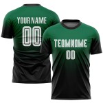 Kelly Custom Jersey Fußball Fade Weiß-Schwarz Grün Uniform Sublimation Mode Kelly Custom Jersey Fußball Fade Weiß-Schwarz Grün Uniform Sublimation Mode