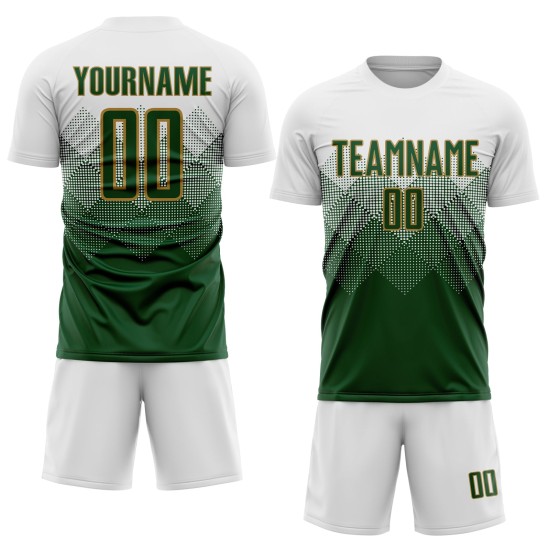 Fußball Sublimation Gold Custom Uniform Weiß Grün-Altes Trikot Fußball Sublimation Gold Custom Uniform Weiß Grün-Altes Trikot