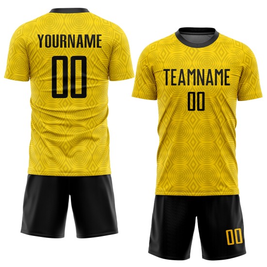 Trikot Gold Sublimation Fußballuniform Schwarz Custom Trikot Gold Sublimation Fußballuniform Schwarz Custom