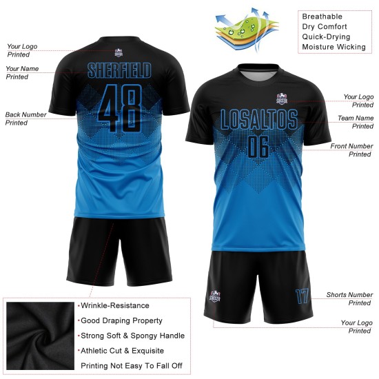 Uniform Jersey Schwarz Blau Fußball Sublimation Custom Uniform Jersey Schwarz Blau Fußball Sublimation Custom