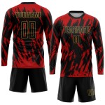 Sublimation Gold Fußball Custom Rot Jersey Schwarz-Alte Uniform Sublimation Gold Fußball Custom Rot Jersey Schwarz-Alte Uniform
