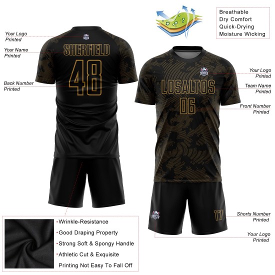 Gold Custom Uniform Schwarz Jersey Fußball Alte Sublimation Gold Custom Uniform Schwarz Jersey Fußball Alte Sublimation