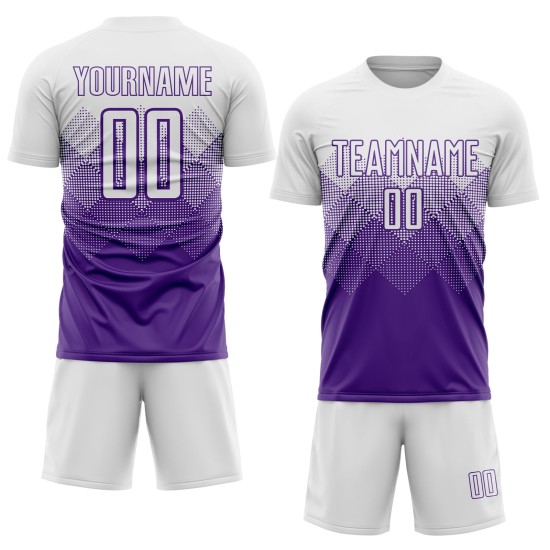 Weiße Uniform Sublimation Fußball Lila Custom Jersey Weiße Uniform Sublimation Fußball Lila Custom Jersey