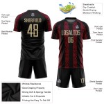 Gold-Rotes Trikot, benutzerdefinierte Sublimationsuniform, schwarzes Vegas Soccer Gold-Rotes Trikot, benutzerdefinierte Sublimationsuniform, schwarzes Vegas Soccer