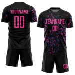 Blaue Uniform Jersey Custom Schwarz Pink-Light Fußball Sublimation Blaue Uniform Jersey Custom Schwarz Pink-Light Fußball Sublimation