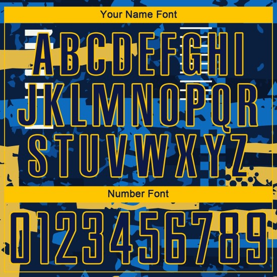 Trikot Navy-Gold Benutzerdefinierte Sublimation Fußballuniform Navy Trikot Navy-Gold Benutzerdefinierte Sublimation Fußballuniform Navy