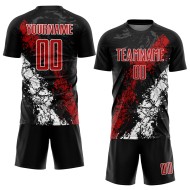 Fußball Schwarz Trikot Uniform Custom Sublimation Rot-Weiß Fußball Schwarz Trikot Uniform Custom Sublimation Rot-Weiß