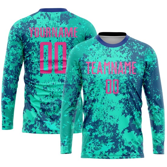 Benutzerdefinierte Teal Sublimation Pink-Royal Jersey Uniform Fußball Benutzerdefinierte Teal Sublimation Pink-Royal Jersey Uniform Fußball