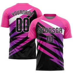 Rosa Uniform Trikot Schwarz-Weiß Custom Fußball Sublimation Rosa Uniform Trikot Schwarz-Weiß Custom Fußball Sublimation