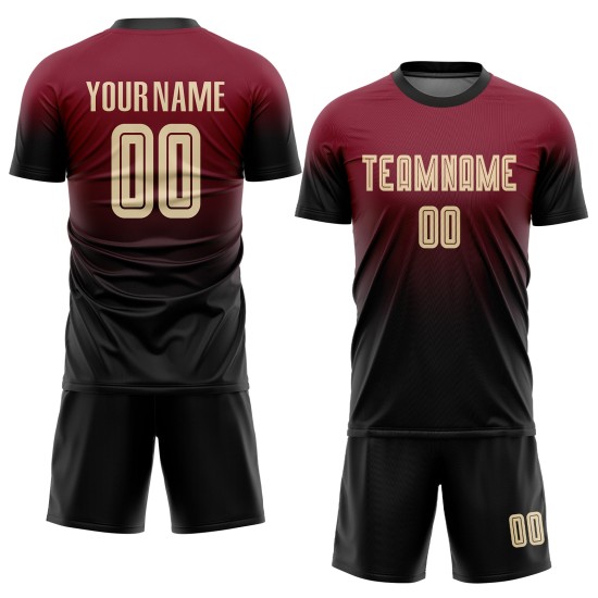 Creme-Schwarz Fashion Jersey Custom Crimson Sublimation Fade Fußballuniform Creme-Schwarz Fashion Jersey Custom Crimson Sublimation Fade Fußballuniform