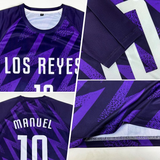 Fußballtrikot Sublimation Weiß Lila Benutzerdefinierte Uniform Fußballtrikot Sublimation Weiß Lila Benutzerdefinierte Uniform