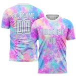 Sublimationstrikot Blaue Krawatte Benutzerdefinierte Fußballuniform Farbstoff Weiß-Licht Sublimationstrikot Blaue Krawatte Benutzerdefinierte Fußballuniform Farbstoff Weiß-Licht
