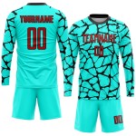 Aqua Custom Sublimation Rot-Schwarz Fußballuniform Trikot Aqua Custom Sublimation Rot-Schwarz Fußballuniform Trikot