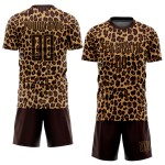 Gold Jersey Braun Sublimation Braun-Alte Uniform Leopard Fußball Custom Gold Jersey Braun Sublimation Braun-Alte Uniform Leopard Fußball Custom