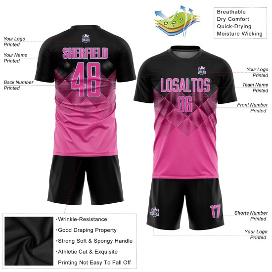 Sublimation Blau Quadratische Form Benutzerdefinierte Gradienten Uniform Fußball Rosa Jersey Schwarz-Licht Sublimation Blau Quadratische Form Benutzerdefinierte Gradienten Uniform Fußball Rosa Jersey Schwarz-Licht