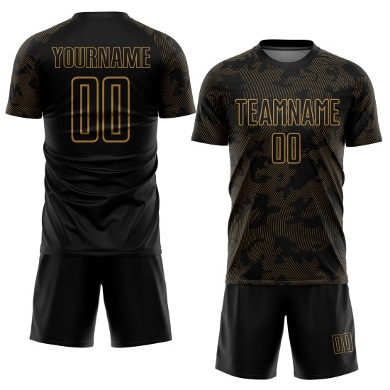 Gold Custom Uniform Schwarz Jersey Fußball Alte Sublimation Gold Custom Uniform Schwarz Jersey Fußball Alte Sublimation
