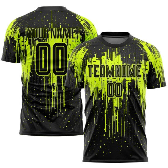 Uniform Sublimation Schwarz Neon Benutzerdefinierte Grün Jersey Fußball Uniform Sublimation Schwarz Neon Benutzerdefinierte Grün Jersey Fußball