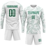 Benutzerdefinierte Uniform Trikot Fußball Sublimation Weiß Kelly Grün Benutzerdefinierte Uniform Trikot Fußball Sublimation Weiß Kelly Grün