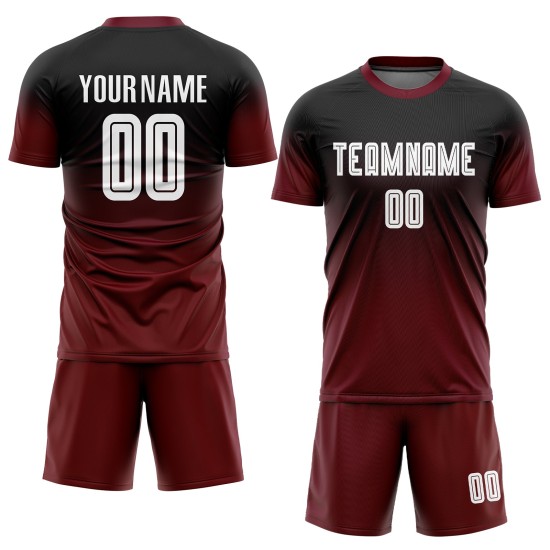 Fußballuniform Weiß-Crimson Jersey Sublimation Schwarz Custom Fashion Fade Fußballuniform Weiß-Crimson Jersey Sublimation Schwarz Custom Fashion Fade