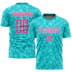 Fußballuniform Sublimationstrikot Benutzerdefiniertes Rosa-Weiß-Aqua Fußballuniform Sublimationstrikot Benutzerdefiniertes Rosa-Weiß-Aqua