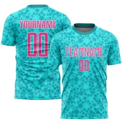 Fußballuniform Sublimationstrikot Benutzerdefiniertes Rosa-Weiß-Aqua Fußballuniform Sublimationstrikot Benutzerdefiniertes Rosa-Weiß-Aqua