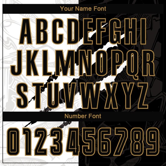 Fußball Gold Schwarz-Alt Benutzerdefinierte Muster Scratch Graffiti Uniform Jersey Sublimation Fußball Gold Schwarz-Alt Benutzerdefinierte Muster Scratch Graffiti Uniform Jersey Sublimation