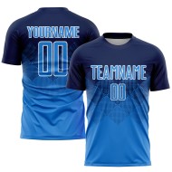 Benutzerdefinierte Fußball Blau-Weiß Uniform Navy Jersey Sublimation Pulver Benutzerdefinierte Fußball Blau-Weiß Uniform Navy Jersey Sublimation Pulver