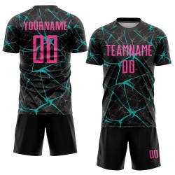 Pink-Aqua Schwarz Custom Uniform Jersey Sublimation Fußball Pink-Aqua Schwarz Custom Uniform Jersey Sublimation Fußball
